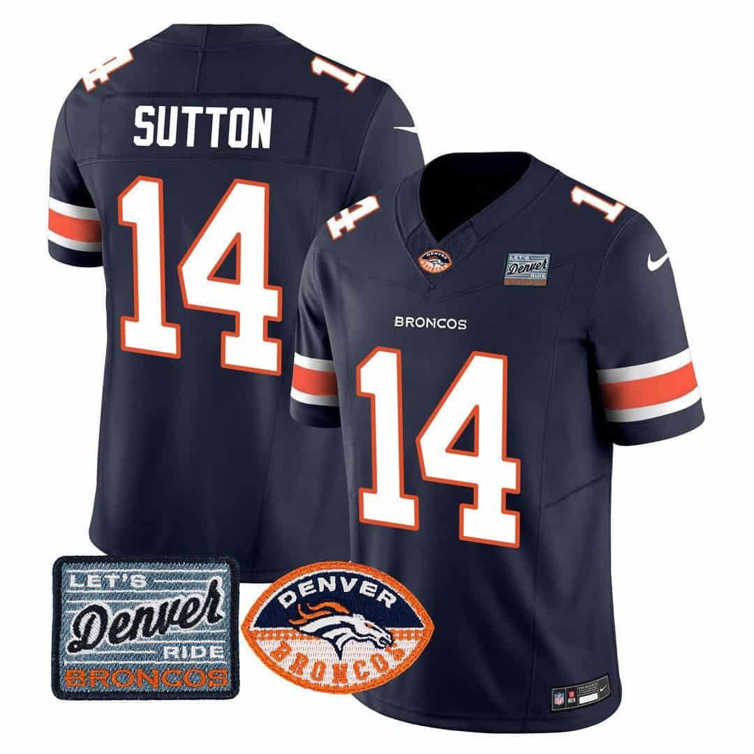 Men Denver Broncos #14 Sutton Blue 2024 Nike Logo Patch Limited NFL Jersey->indianapolis colts->NFL Jersey